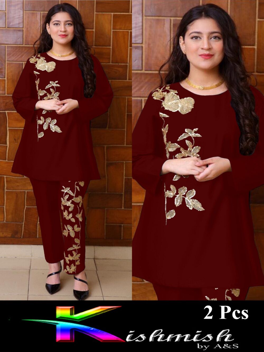 Embroidered 2 Piece Stitched Suit - Image 1